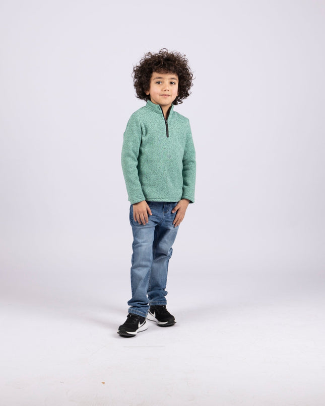 Jade Green | Kids Quarter Zip Sweater - Kids Quarter Zip Sweater - Jobedu Jordan