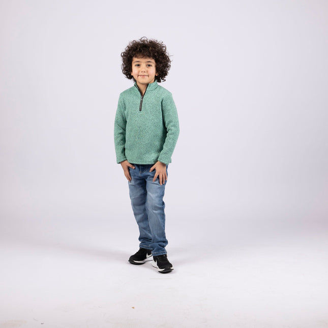 Jade Green | Kids Quarter Zip Sweater - Kids Quarter Zip Sweater - Jobedu Jordan