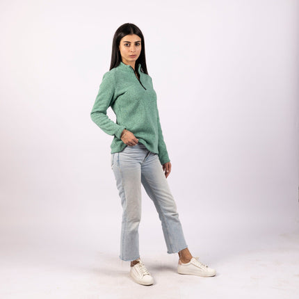 Jade Green | Women Quarter Zip Sweater - Women Quarter Zip Sweater - Jobedu Jordan
