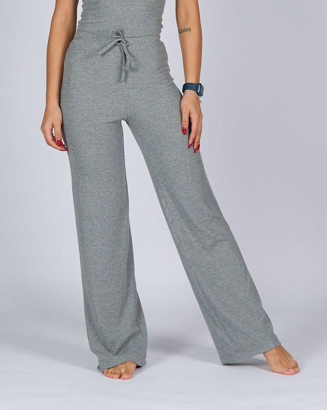 Med Grey Heather | Women Ribbed Wide Leg Lounge Pants - Women Ribbed Wide Leg Lounge Pants - Jobedu Jordan