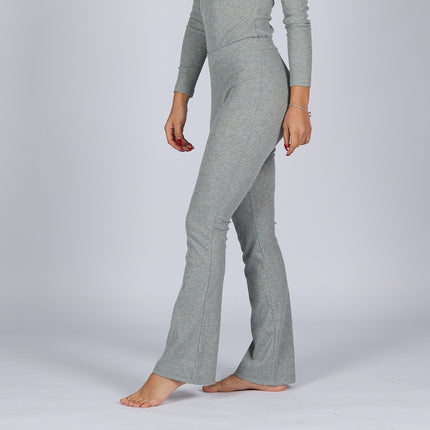 Medium Grey Heather | Women Ribbed Flare Lounge Pants - Women Ribbed Flare Lounge Pants - Jobedu Jordan