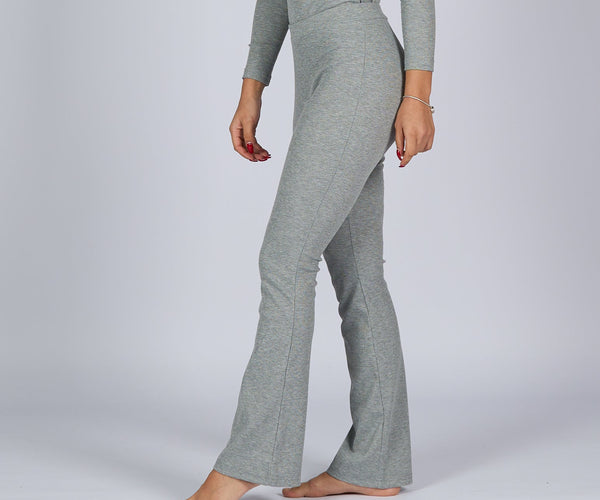 Medium Grey Heather  Women Ribbed Flare Lounge Pants – Jobedu Jordan
