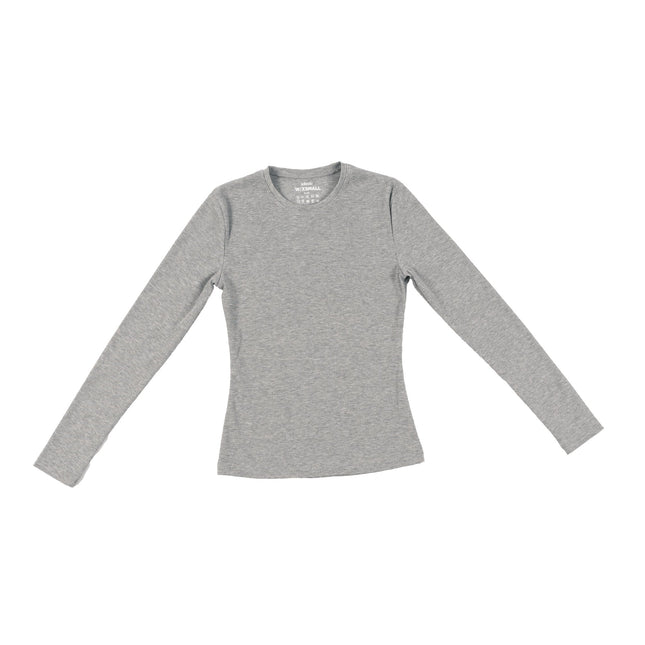Medium Grey Heather | Women Ribbed Long Sleeve T-shirt - Ribbed Long Sleeve T-shirt - Jobedu Jordan
