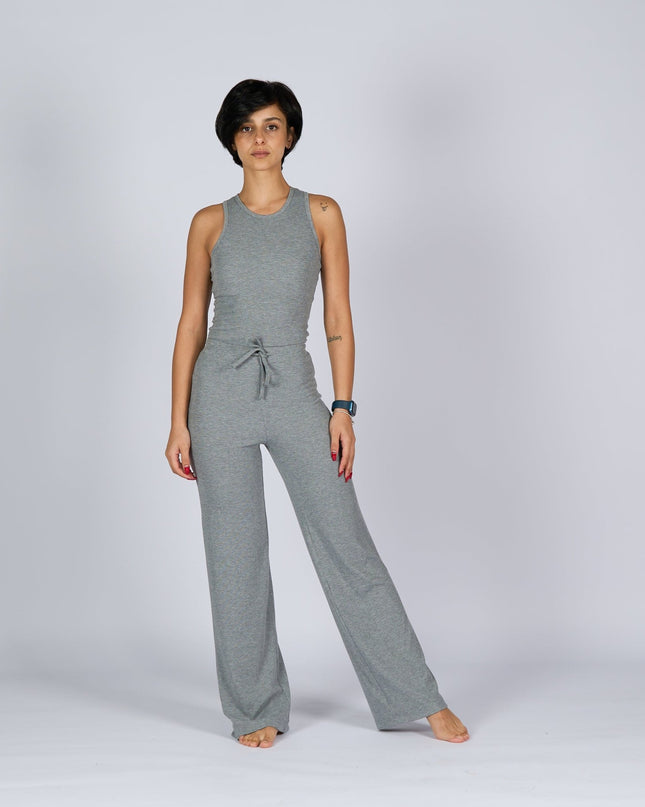 Medium Grey Heather | Women Ribbed Tank Top T-Shirt - Ribbed Tank Top T- Shirt - Jobedu Jordan