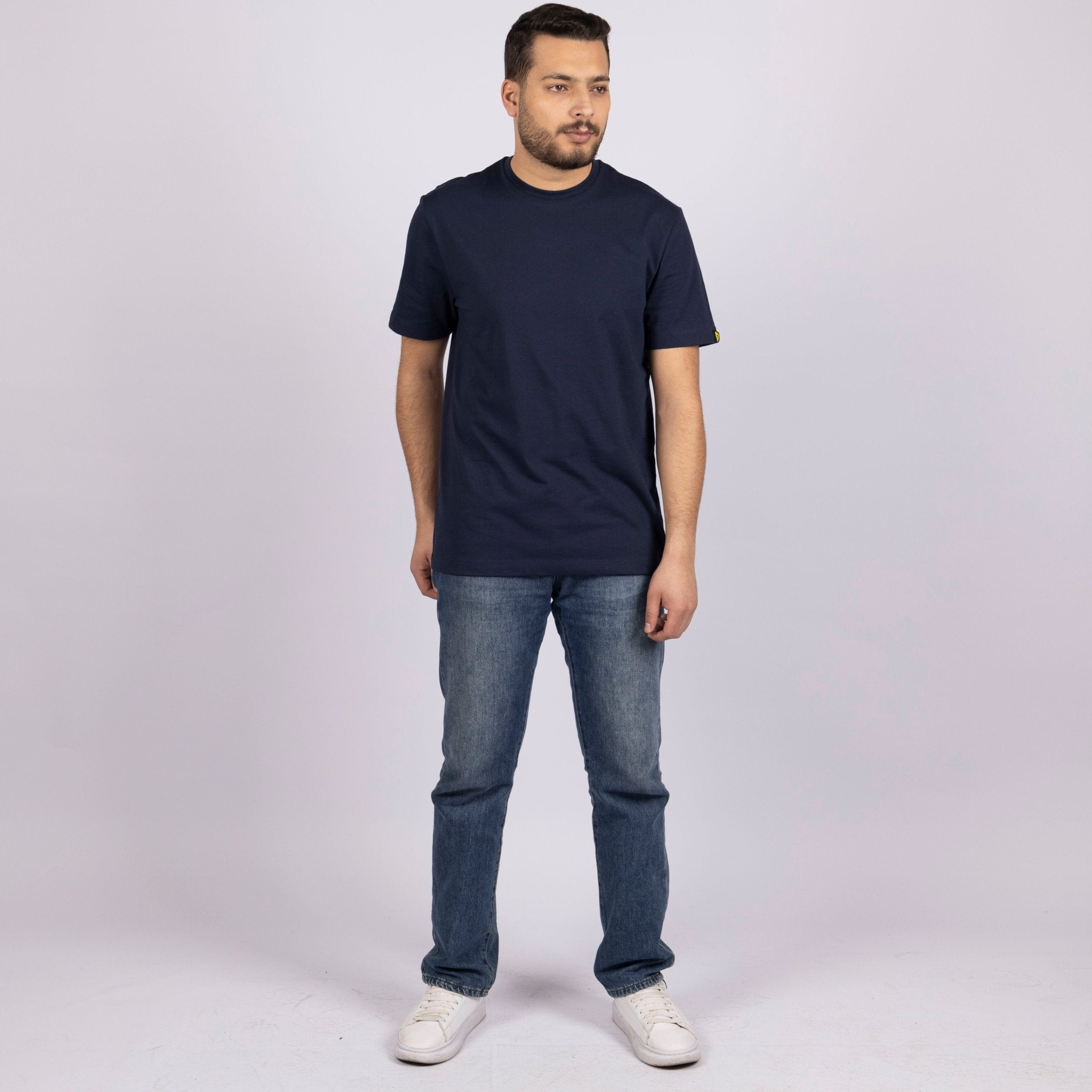 Navy blue t deals shirt with black jeans