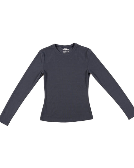 Navy Heather | Women Ribbed Long Sleeve T-shirt - Ribbed Long Sleeve T-shirt - Jobedu Jordan