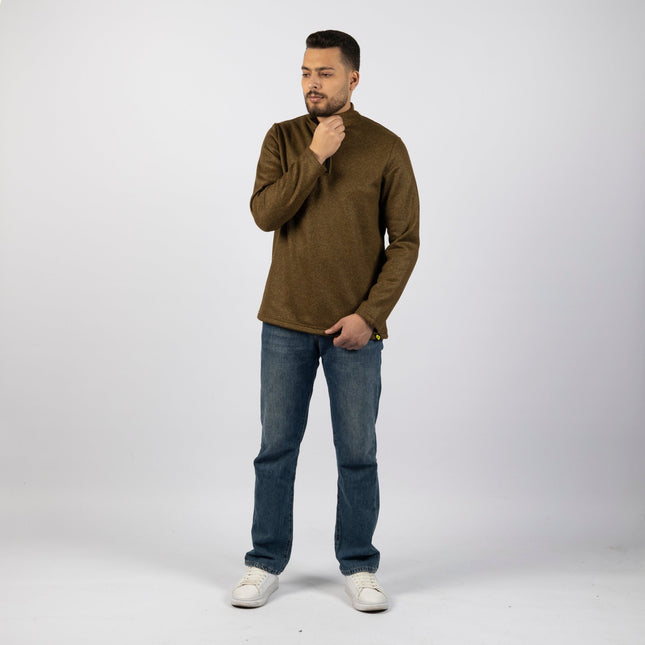 Peanut Brown | Adult Quarter Zip Sweater - Adult Quarter Zip Sweater - Jobedu Jordan
