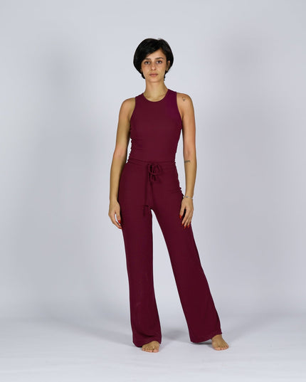 Purple Oxford | Women Ribbed Wide Leg Lounge Pants - Women Ribbed Wide Leg Lounge Pants - Jobedu Jordan