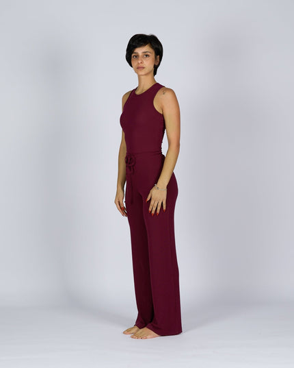 Purple Oxford | Women Ribbed Wide Leg Lounge Pants - Women Ribbed Wide Leg Lounge Pants - Jobedu Jordan