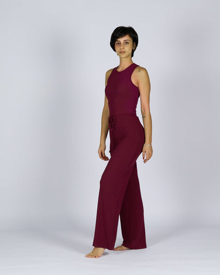 Purple Oxford | Women Ribbed Wide Leg Lounge Pants - Women Ribbed Wide Leg Lounge Pants - Jobedu Jordan