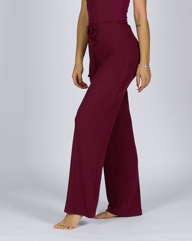 Purple Oxford | Women Ribbed Wide Leg Lounge Pants - Women Ribbed Wide Leg Lounge Pants - Jobedu Jordan
