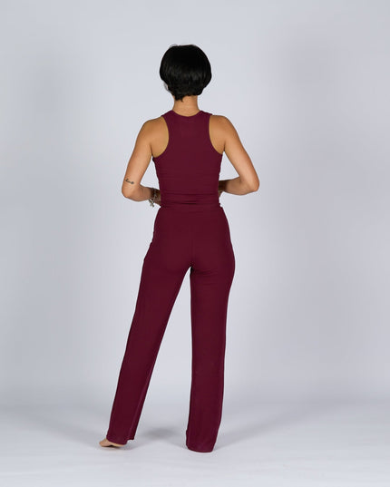 Purple Oxford | Women Ribbed Wide Leg Lounge Pants - Women Ribbed Wide Leg Lounge Pants - Jobedu Jordan