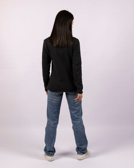 Retro Black | Women Quarter Zip Sweater - Women Quarter Zip Sweater - Jobedu Jordan