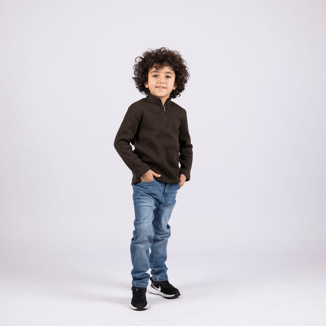 Roasted Coffee | Kids Quarter Zip Sweater - Kids Quarter Zip Sweater - Jobedu Jordan
