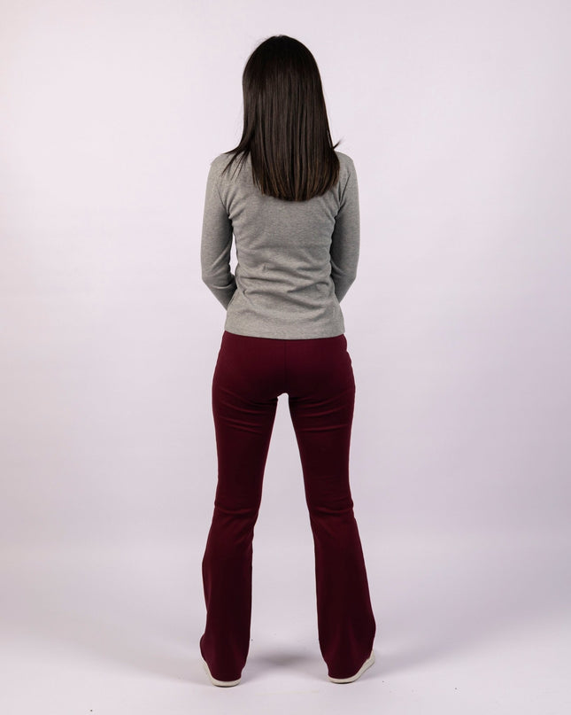 Scarlet Wine | Women Flare Leggings - Women Flare Leggings - Jobedu Jordan