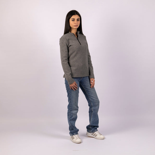 Smokey Grey | Women Quarter Zip Sweater - Women Quarter Zip Sweater - Jobedu Jordan