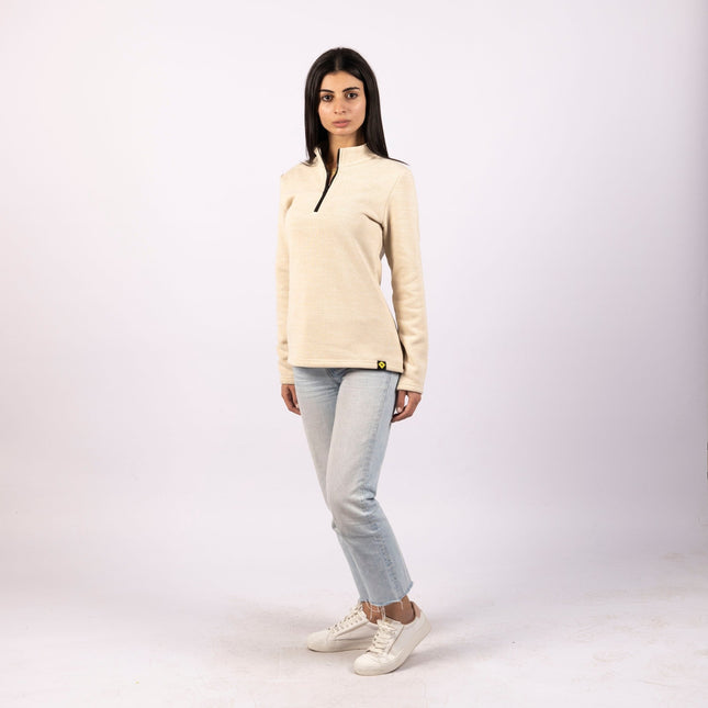 Tan | Women Quarter Zip Sweater - Women Quarter Zip Sweater - Jobedu Jordan