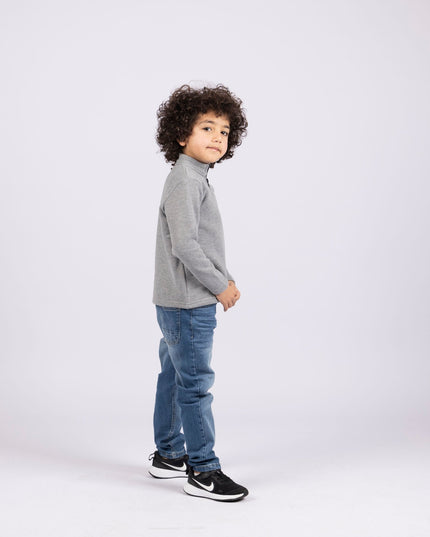Vintage Grey | Kids Quarter Zip Sweater - Kids Quarter Zip Sweater - Jobedu Jordan