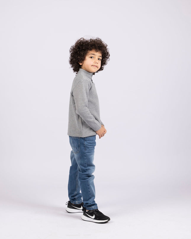 Vintage Grey | Kids Quarter Zip Sweater - Kids Quarter Zip Sweater - Jobedu Jordan