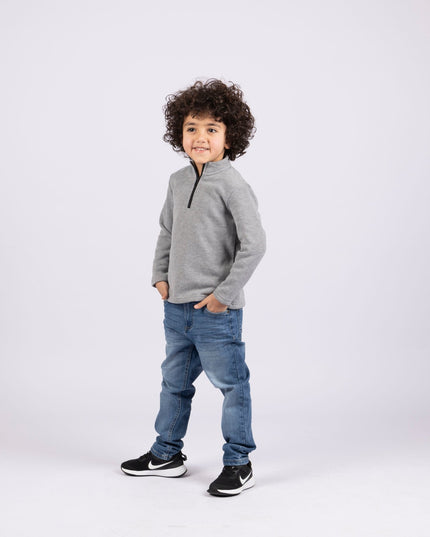 Vintage Grey | Kids Quarter Zip Sweater - Kids Quarter Zip Sweater - Jobedu Jordan