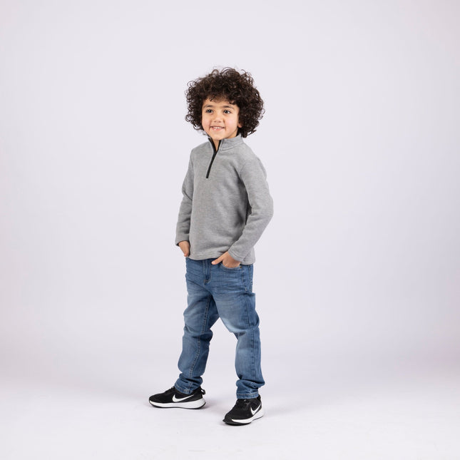 Vintage Grey | Kids Quarter Zip Sweater - Kids Quarter Zip Sweater - Jobedu Jordan