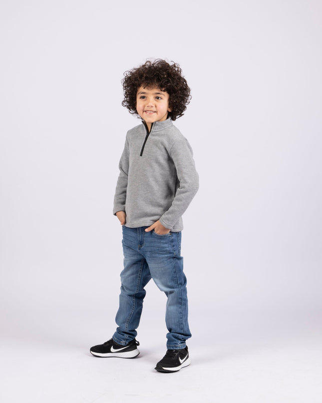 Vintage Grey | Kids Quarter Zip Sweater - Kids Quarter Zip Sweater - Jobedu Jordan